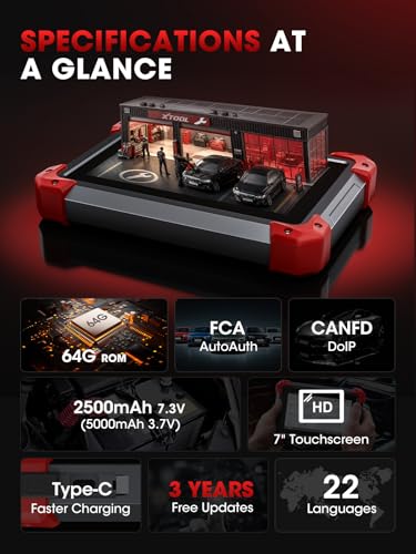 XTOOL D7BT Bidirectional Scan Tool, AI-Assisted Wireless OBD2 Scanner Diagnostic Tool, Full System Car Scanner with ECU Coding, 36+ Resets, FCA/CANFD/DoIP, Crank Sensor Relearn, 3 Years Free Updates