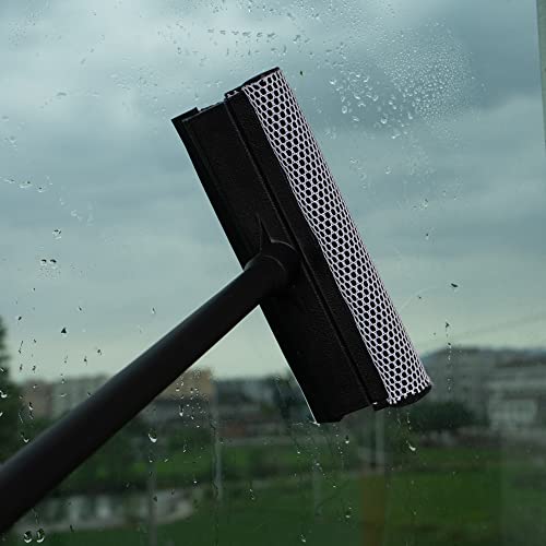 Matthew Cleaning All Purpose Window Squeegee Window Cleaner Tool,Car Squeegee Windshield Cleaning Sponge and Rubber Squeegee,2-in-1 Window Cleaner Sponge(10'') and Soft Rubber with Pole 20’’ (6Pack) - size: 10'' Blade