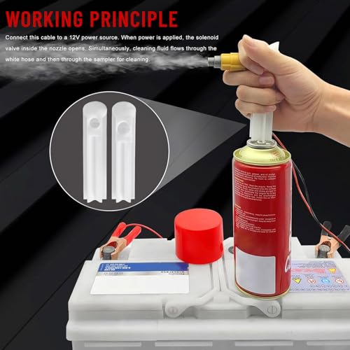 4 PCS Fuel Injector Cleaner Kit, 12V 2 Sizes Injector Nozzle Adapter Flush Cleaner with Test Lead, Heavy Duty Cleaning Tools Kit for Car Diesel Gas Fuel Injectors
