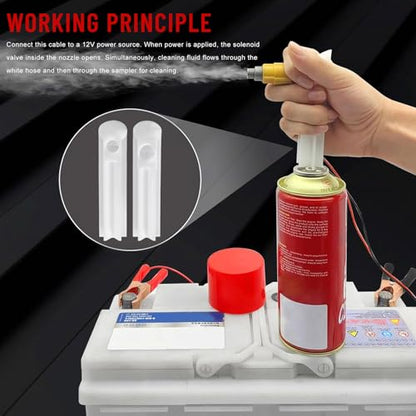 4 PCS Fuel Injector Cleaner Kit, 12V 2 Sizes Injector Nozzle Adapter Flush Cleaner with Test Lead, Heavy Duty Cleaning Tools Kit for Car Diesel Gas Fuel Injectors