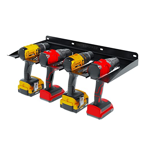 UNITEDPOWER Electric Drill Storage Rack, Holds 4 Drills, Wall Mounted Power Tool Organizer for Battery Powered Hand Tools, Workshop, Shed, Garage, Home (Drill Rack) - style: Drill Rack