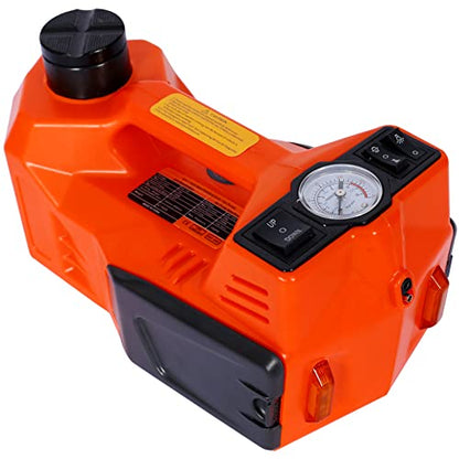 Electric Car Jack Kit for SUV MPV Sedan and Light Truck, 4-in-1 Hydraulic Floor Jack, 5 Ton, Steel and Plastic, 17.5 Inch Max Lift, Orange, 19.8 lbs, 14 x 14 x 8.9 Inches, 6 Inch Min Height