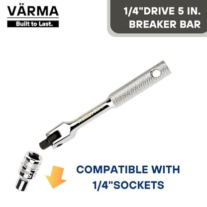 1/4-Inch Drive 5-Inch Flex Head Breaker Bar – Compact Power Knuckle Bar with Pivot Handle for Mechanics, DIY, and Home Repairs - size: 1/4" Drive x 5"