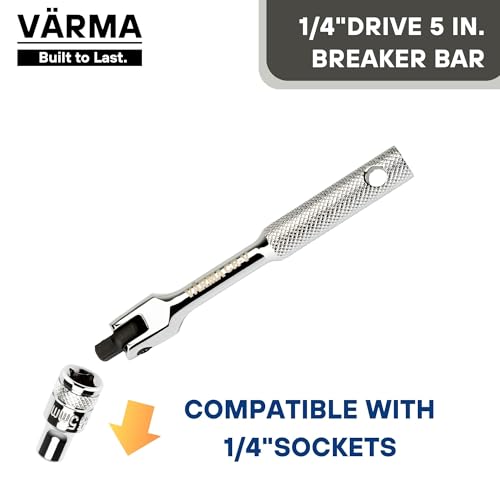 1/4-Inch Drive 5-Inch Flex Head Breaker Bar – Compact Power Knuckle Bar with Pivot Handle for Mechanics, DIY, and Home Repairs - size: 1/4" Drive x 5"