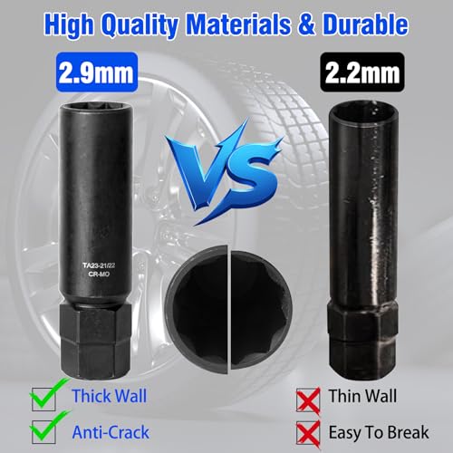 10 Spline Lug Nut Key Set | CR-MO Thick-Wall Design for Removal of Aftermarket, Compatible with Bimecc 10 spline lug nut bolts for cars, trucks & SUVs - size: 3 Pieces