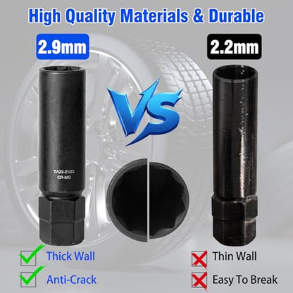 10 Spline Lug Nut Key Set | CR-MO Thick-Wall Design for Removal of Aftermarket, Compatible with Bimecc 10 spline lug nut bolts for cars, trucks & SUVs - size: 3 Pieces