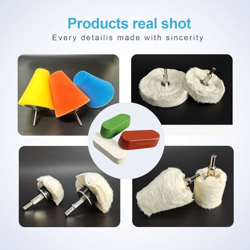 Neeki 12Pcs Polishing and Buffing Kit for Metal Stainless Steel, Jewelry | With 1/4" Shank , 3pcs Polishing Compound, and 3 Polishing Sponge Pads of different hardness levels