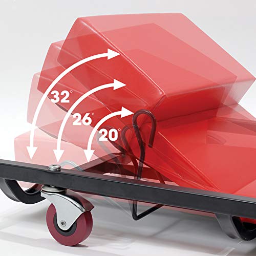 BIG RED TR6452 Torin Rolling Garage/Shop Creeper: 40" Padded Mechanic Cart with Adjustable Headrest and 6 Casters, Red - color: Red