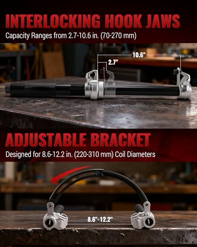 Reywoo Spring Compressor Tool, Coil Spring Compressor Tool and Strut Spring Compressor Tool Set with Safety Jaws for Macpherson Struts, Max Load 2645LB - size: 10.6" Max Safe Opening