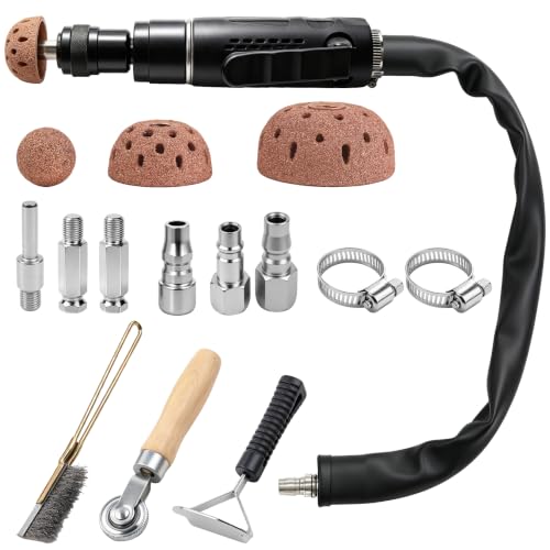 Low Speed Air Tire Buffer Kit, 2500 RPM Tire Patch Repair Tools | Tungsten Buffing Heads, Patch Roller, Inner Liner Scraper, Wire Brush, Hose & Fittings