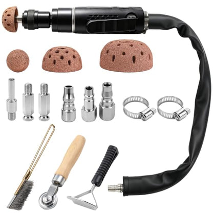 Low Speed Air Tire Buffer Kit, 2500 RPM Tire Patch Repair Tools | Tungsten Buffing Heads, Patch Roller, Inner Liner Scraper, Wire Brush, Hose & Fittings