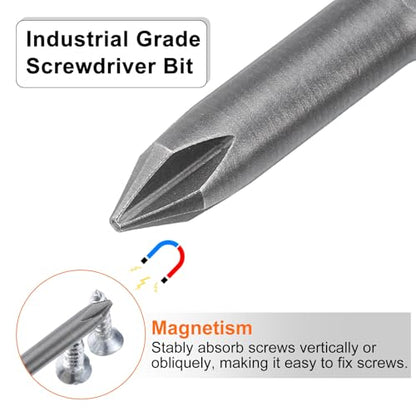 HARFINGTON 5pcs #1 Phillips Screwdriver Bit PH1 1/4" Hex Shank 2" (50mm) Long Magnetic S2 Steel Industrial Grade Screw Driver Bit Cross Head Electric Drill Bits 0.236" (6mm) Rod - size: PH1 x 50mm x 6mm