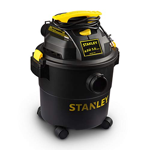 STANLEY Shop Vac SL18115P, 5 Gallon Peak 4 Horsepower Wet Dry Vacuums, Blower 3 in 1 Functions 15 Feet Cleaning Range for Garage, Carpet Clean, Shop Cleaning, Car Detailing with Attachments - size: 5 Gallon, 4.0 HP AC