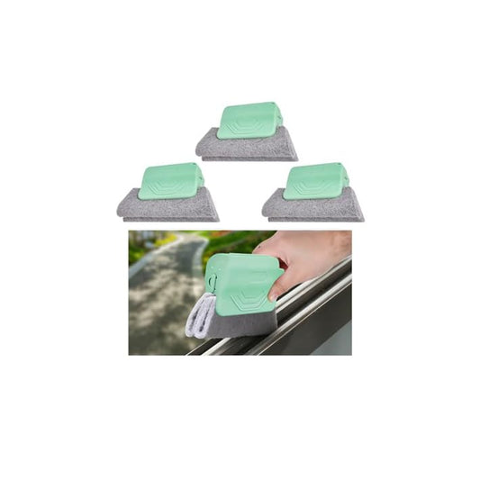 3PCS Car Magic Window Track Cleaner, Vehicle Window Groove Cleaning Brush Tools Set with Handheld, Automotive Air Conditioner Vents Narrow Gaps Clean Brush, Universal Fit (Green) - color: Green
