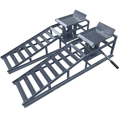 2 Pack Hydraulic Car Service Ramps,Low Profile Car Lift Service Ramps | 11000 Lbs (5 Tons), Car Lift Service Ramps Adjustable Lift Height 9.8" to 16.21",Vehicle Auto Garage for Oil Changes - size: Gray