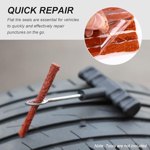 30 PCS Tire Repair Strings, 4" Heavy Duty Rubber Flat Tire Repair Sealing Strip Kit, Professional Tubeless Off-Road Tire Patch Plugs for Cars Bikes ATVs UTVs Wheelbarrows (Brown) - color: Brown