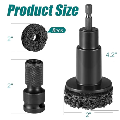 Wheel Hub Cleaning Tool Kit， Wheel Hub Resurfacing Kit & Stud Cleaner with 8 Pads - Rust Removal Tool for Brake Rotors, Hubs & Bolts - Fits 1/2” Wrenches or Electric Drills