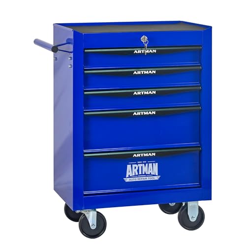 Rolling Tool Box with Wheels, Mechanics Tool Chest with 5 Drawers, Tool Box Organizer with 7 Tool Storage Boxes, Lockable Tool Storage Cabinet for Home Garage Workshop Warehouse Repair Shop, Blue - color: Blue, size: 5 Drawer