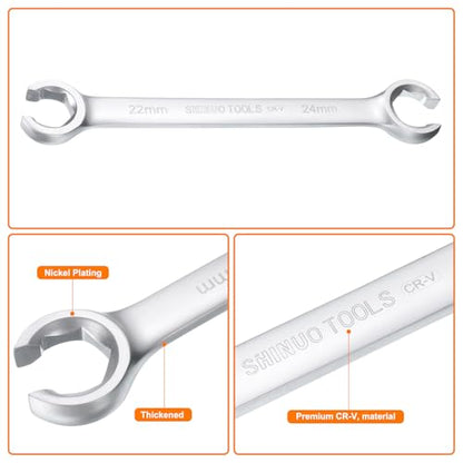 HARFINGTON Flare Nut Wrench 22mm x 24mm CR-V Nickel Plating Wrench for DIY Automotive Repairs and Household Maintenance - size: 22mm x 24mm