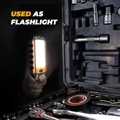 Molrebe 2Pack LED Work Light, 1500Lumens Rechargeable Magnetic Flashlight Rotatable Mechanic Light with Hanging Hook Job Site Lighting, Portable Worklight for Repairing Working Camping Hiking