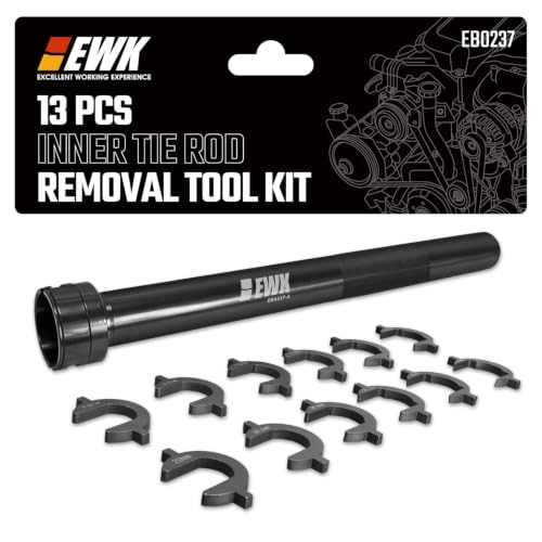 EWK Inner Tie Rod Tool Removal Kit with 20" Extension & 12 Crowfoot Adapters | SAE & Metric Sizes, Secure Lock Collar, No Rack & Pinion Removal Required for Professional Auto Repair Shops