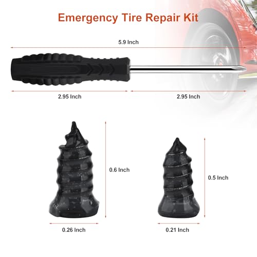 36PCS Tire Repair Kit, Dual Repair String Plugs & Rubber Screw Nails with T-Handle Tool & Screwdriver, Heavy Duty Emergency Flat Tire Fix for Car Truck Motorcycle Tractor Mower Wheelbarrow - style: Pro[36Pcs]