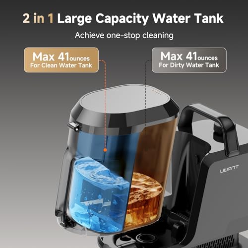 Uwant Carpet Cleaner Machine with Steam&Hot&Cold Water System 18Kpa Powerful Suction Upholstery Cleaner Machine with Pet Pro Cleaner for Pets, Carpet Steam Cleaner Set of 1 - color: Black-Americano