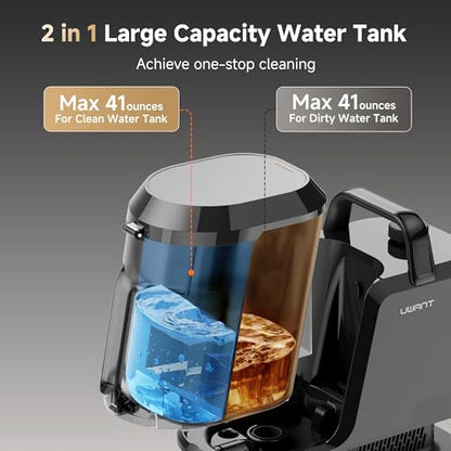 Uwant Carpet Cleaner Machine with Steam&Hot&Cold Water System 18Kpa Powerful Suction Upholstery Cleaner Machine with Pet Pro Cleaner for Pets, Carpet Steam Cleaner Set of 1 - color: Black-Americano