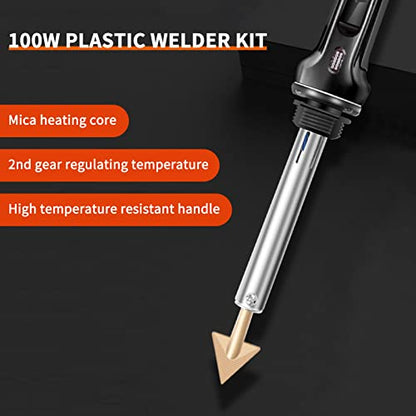 Plastic Welder - 100W Plastic Welding Kit Soldering Iron Gun with 56pcs Rods, Professional Surface Repair Tool for Car Bumper with 4 Welding Tips, Patch Net,Hot Iron Stand,Wire Brush (red) - color: Red