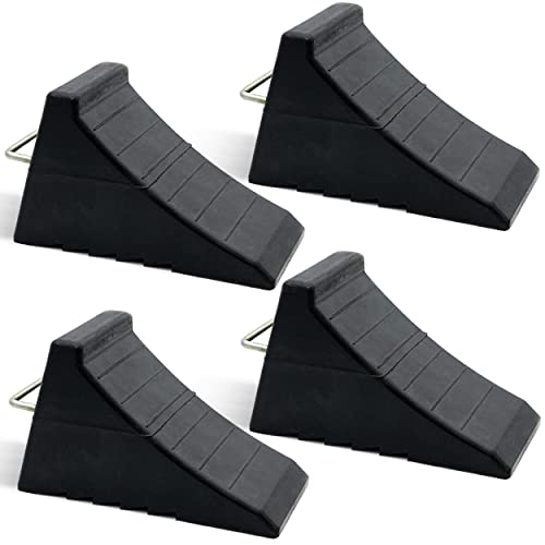 AFA Tooling 8T Heavy-Duty Wheel Chocks, 4 Pack, Two Pairs & Steel Handles | Four pieces cover separate parking spots without repositioning, saving time for multi-axle RVs, trailers and work vehicles - color: 4 Pack Extra Large