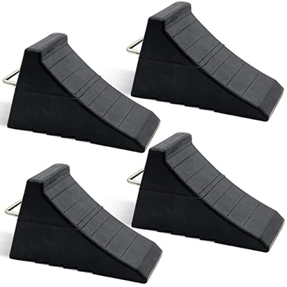 AFA Tooling 8T Heavy-Duty Wheel Chocks, 4 Pack, Two Pairs & Steel Handles | Four pieces cover separate parking spots without repositioning, saving time for multi-axle RVs, trailers and work vehicles - color: 4 Pack Extra Large