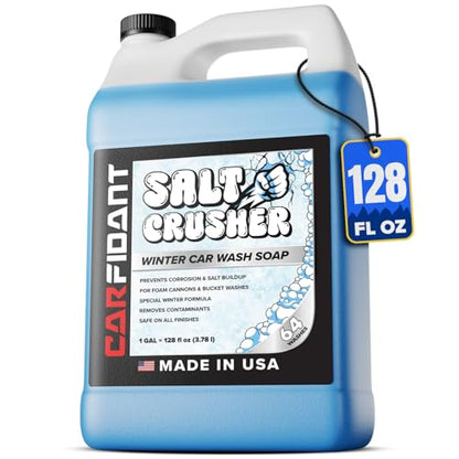 Carfidant Salt Crusher - Car Wash Soap for Salt and Grime Removal - Thick Snow Foam Formula - Prevents Corrosion, Gently Cleanse and Eliminate Dirt - Shampoo Works with Foaming Cannon & Bucket - 128oz
