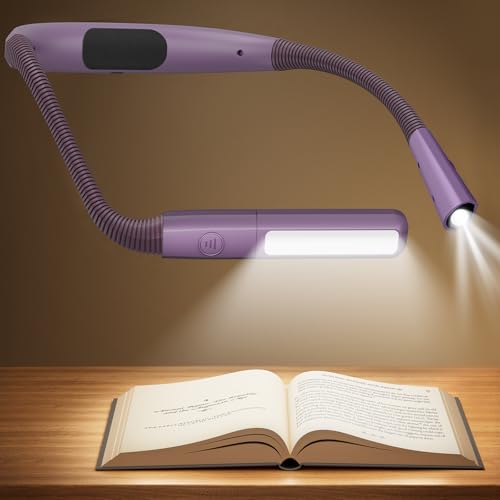 Glocusent Bendable Neck Light, 100Hrs Long Lasting Rechargeable Book Light, 5 Colors & Stepless Dimming Reading Light - Perfect Book Lights for Reading at Night, Knitting, Book Lovers Gifts - color: Purple