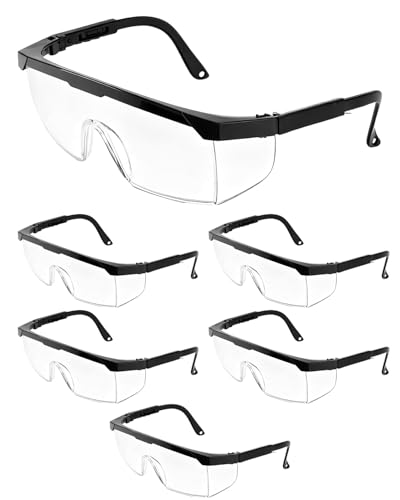 UCEC Clear Safety Glasses, Eye Protection Glasses, Anti Fog Safety Glasses For Men And Women, Full Coverage Lens, Built-In Brow Guard, UV Resistant, 6 Pack - color: 6*adjustable Glasses, size: 6 Pack