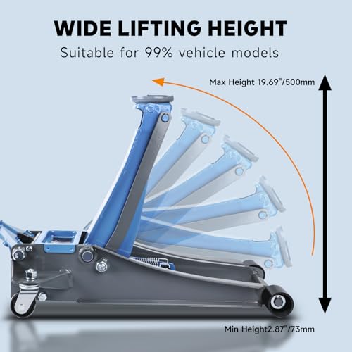 Larbanke 3 Ton（6600lbs） Hydraulic Floor Jack, Lifting Range 2.87"-19.69",Heavy Duty Low Profile Jack with Dual Piston Quick Lift Pump, Heavy Duty Steel Floor Jack for Cars, SUVs and Trucks - size: 497MM-3T
