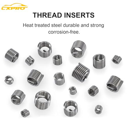 314Pcs Thread Repair Kit, Metric Helicoil Repair Kit with HSS Drill Bits Inserts Taps Break Off Tools: M5 M6 M8 M10 M12, SAE Helicoil Kit: 1/4" 5/16" 3/8" 7/16" 1/2"