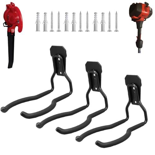 Weedeater Hanger, String Trimmer Hanger and Wall Mounted Power Tool Holder, Garage Utility Hooks for Storage- Black, 3-Pcs - color: Black-3 P