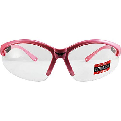 Global Vision Safety Shop Glasses - color: Medium Pink Frame/Clear Lens