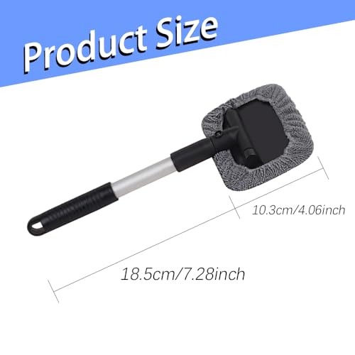 Car Window Cleaning Tool, Windshield Cleaner with Microfiber Cloth & Extendable Handle, Windshield Cleaner Tool, Car Accessories Inside Car Cleaning Tools Fit for Auto Glass Wiper