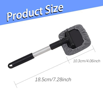 Car Window Cleaning Tool, Windshield Cleaner with Microfiber Cloth & Extendable Handle, Windshield Cleaner Tool, Car Accessories Inside Car Cleaning Tools Fit for Auto Glass Wiper