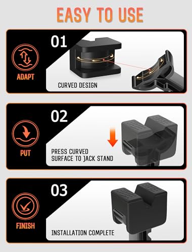 4-Pack Car Jack Stand Pads, Fits 3 Ton Rubber Jack Pad Adapter with Non-Slip Ridges, Universal Rail Pinch welds Protector for Protecting Car Chassis