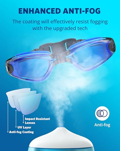 Aegend Swim Goggles, Swimming Goggles No Leaking Full Protect Adult Youth - color: Blue-black