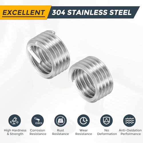 HARFINGTON 20pcs Wire Thread Repair Inserts M10 x 1.5 x 1D (10mm) Metric 304H Stainless Steel Helical Coiled Wire Screw Threaded Sleeve Sheath for Automotive Repairs - size: M10 x 1.5 x 1D