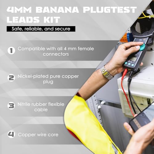 6PCS Multimeter Test Leads Set Electric Wire Piercing Probe, Automotive Insulation Back Probes ，Fully Insulated Alligator Clips0079， 4mm Banana Plug Test Leads for for Diagnostic Electrical Testing
