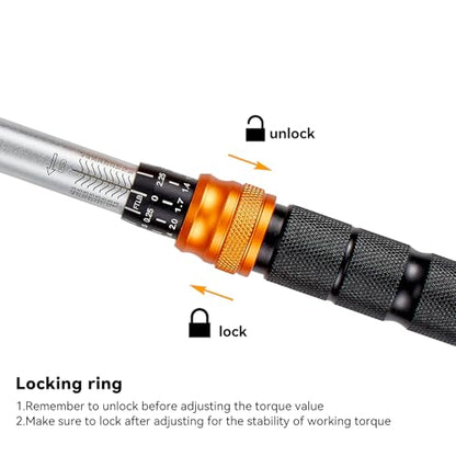 3/8 Inch Drive Click Torque Wrench, 5-45 ft-lb (6.8-61 Nm) Micro-Adjustable Dual Scales, 72-Tooth Reversible Ratchet, ±2% Accuracy, Storage Case - size: 3/8" Drive