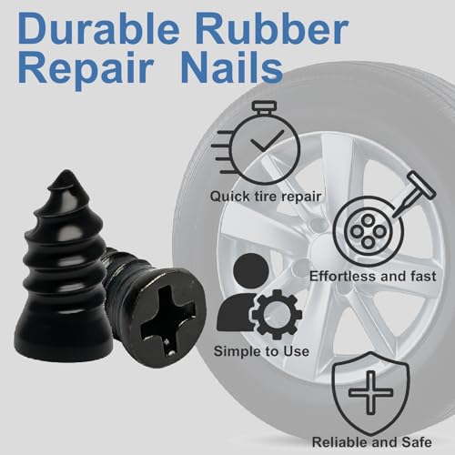 61 PCS Tire Repair Screws, Professional Tire Plugs Screw Type with a Screwdriver, Tire Repair Screws, Self-Service Screw in Tire Repair Plugs, Tire Plug Kit for Car, Motocycle, Truck, Tractor