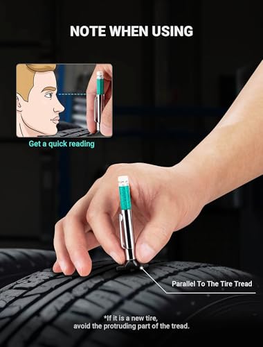 LUMITECO 2-Pack Tire Tread Depth Gauge, Color Coded Tire Depth Gauge with Pocket Clip in 1/32 Inch Increments, Accurate Tread Gauge Depth 32nds Measuring Tool for Car, Semi Truck Tire Tread Checker - size: 2-Pack