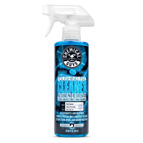Chemical Guys, Foam & Wool Polishing Pad Cleaner, Citrus-Based, 16 oz Spray | Citrus-based, lifts compound, paint residue, paint dust, use with bucket and grit guar, for soft, fluffy pads