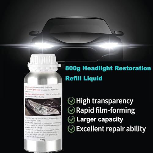 800g Headlight Restoration Refill Liquid, Car Headlight Lens Polish Repair Liquid, Headlight Polish Cleaner for Repair Yellowing, Scratches, Oxidation,Blurring - size: Medium