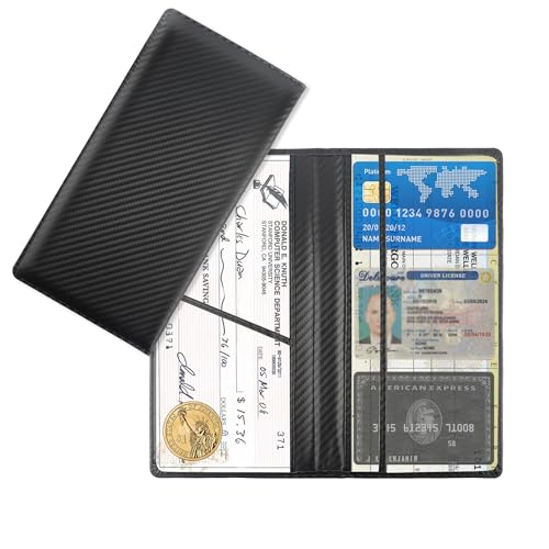 Car Registration and Insurance Holder,PU Leather Car Glove Box Organizer Car Document Holder for ID,Driver's License (Carbon Fiber Black) - color: Carbon Fiber Black